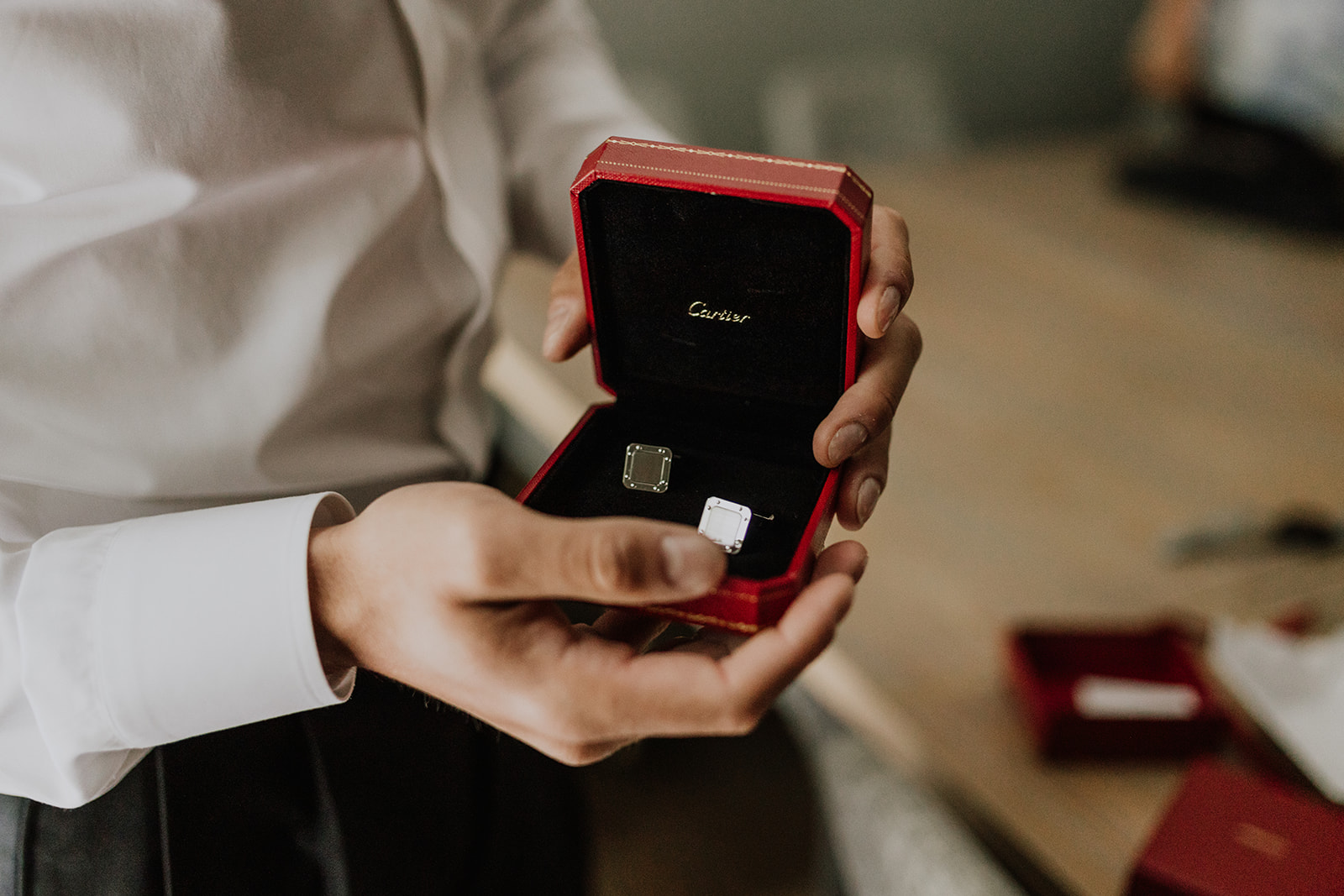 Quiet moment of anticipation before the wedding ceremony begins